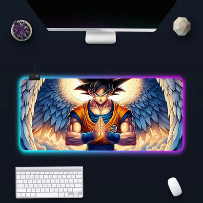 RGB LED Anime Gaming Mouse Pad – Goku & Dragon Ball Design | Large Rubber Mouse Mat for PC Gamers & Computer Setup