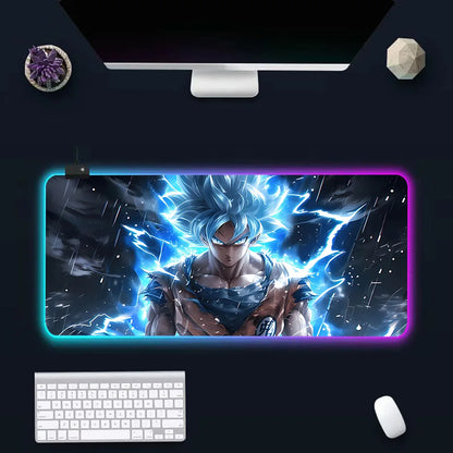 RGB LED Anime Gaming Mouse Pad – Goku & Dragon Ball Design | Large Rubber Mouse Mat for PC Gamers & Computer Setup