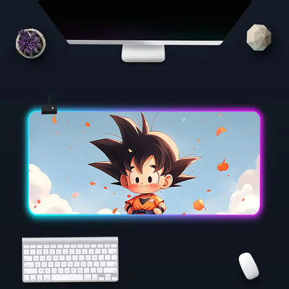 RGB LED Anime Gaming Mouse Pad – Goku & Dragon Ball Design | Large Rubber Mouse Mat for PC Gamers & Computer Setup