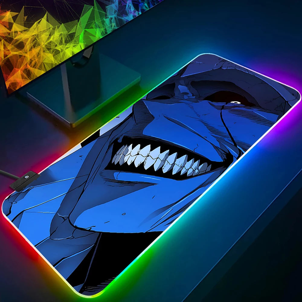 Solo Leveling Shadow King RGB Gaming Mouse Pad – LED Glowing Extended Desk Mat for PC & Keyboard