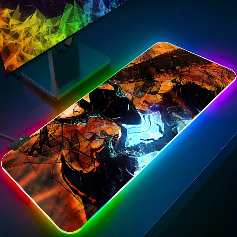 Solo Leveling Shadow King RGB Gaming Mouse Pad – LED Glowing Extended Desk Mat for PC & Keyboard