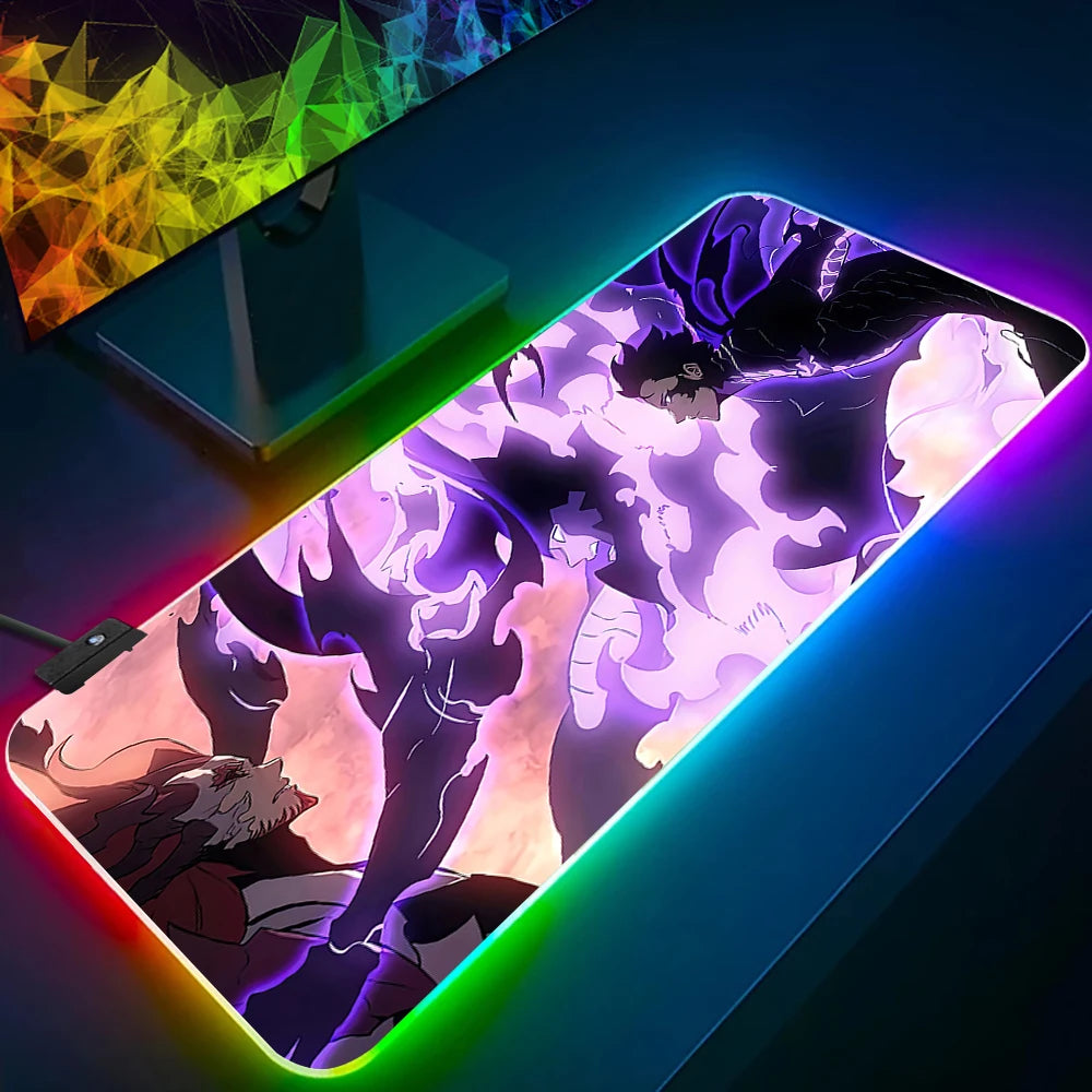 Solo Leveling Shadow King RGB Gaming Mouse Pad – LED Glowing Extended Desk Mat for PC & Keyboard