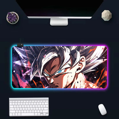 RGB LED Anime Gaming Mouse Pad – Goku & Dragon Ball Design | Large Rubber Mouse Mat for PC Gamers & Computer Setup