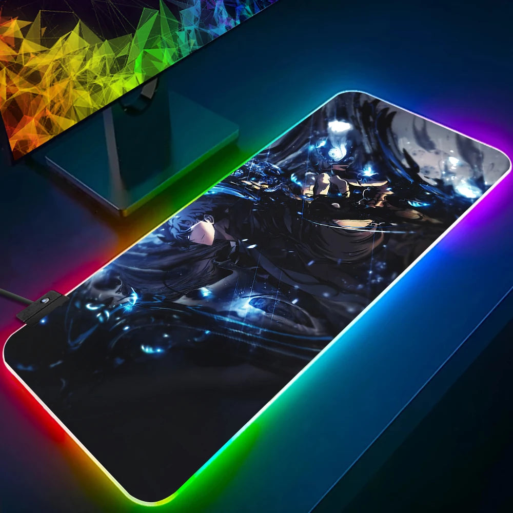 Solo Leveling Shadow King RGB Gaming Mouse Pad – LED Glowing Extended Desk Mat for PC & Keyboard