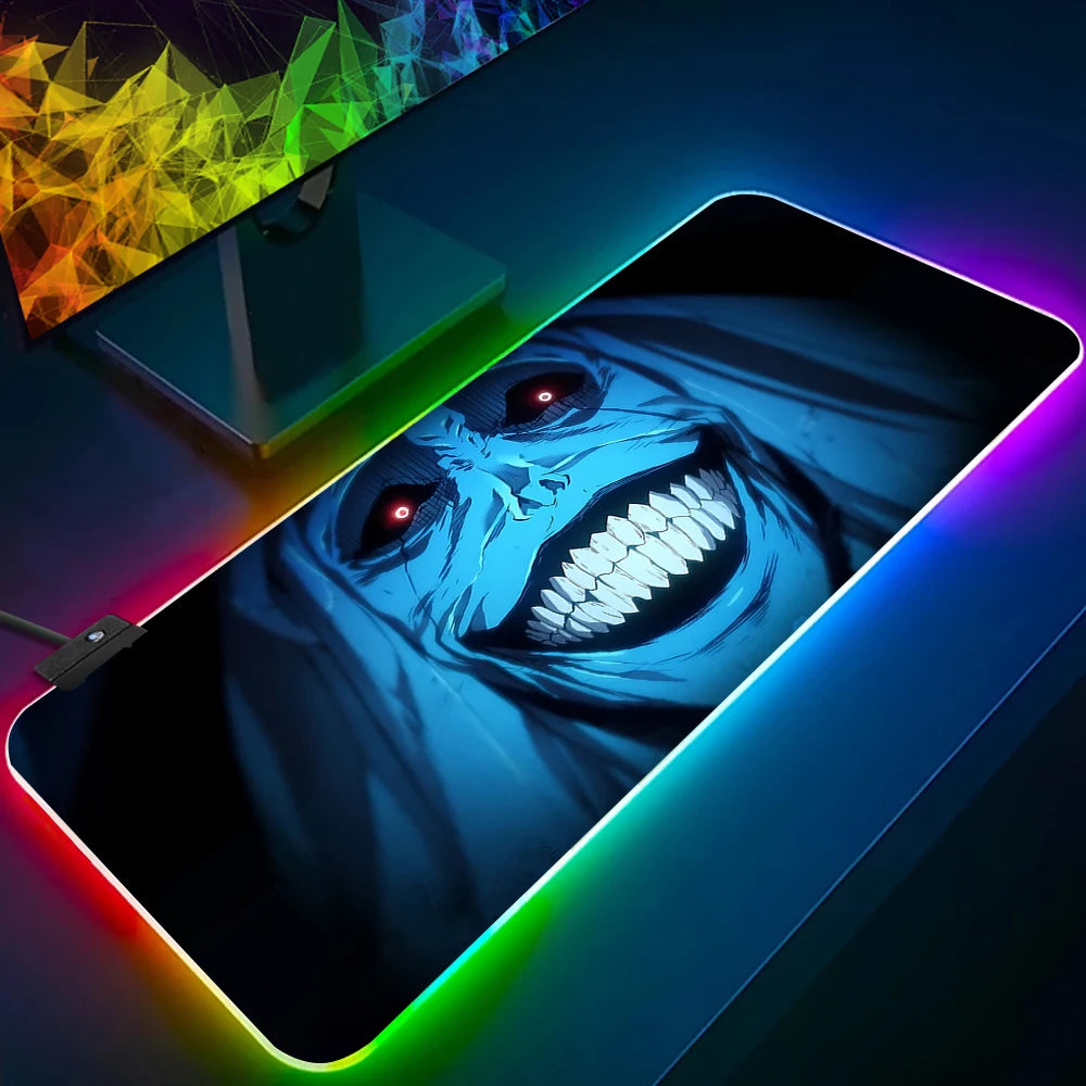 Solo Leveling Shadow King RGB Gaming Mouse Pad – LED Glowing Extended Desk Mat for PC & Keyboard